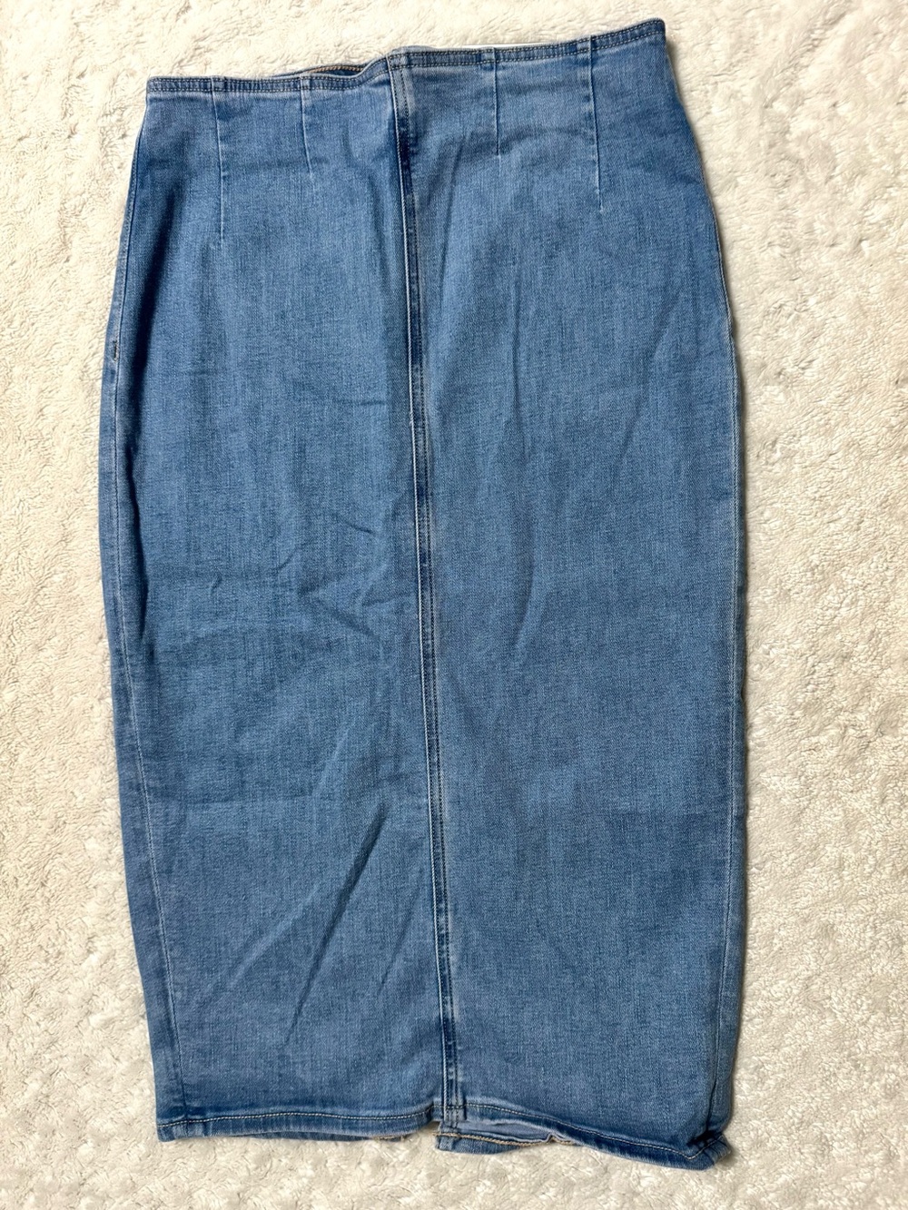NWT- AMERICA EAGLE Super High Rise Midi Skirt / Blue Denim Pencil